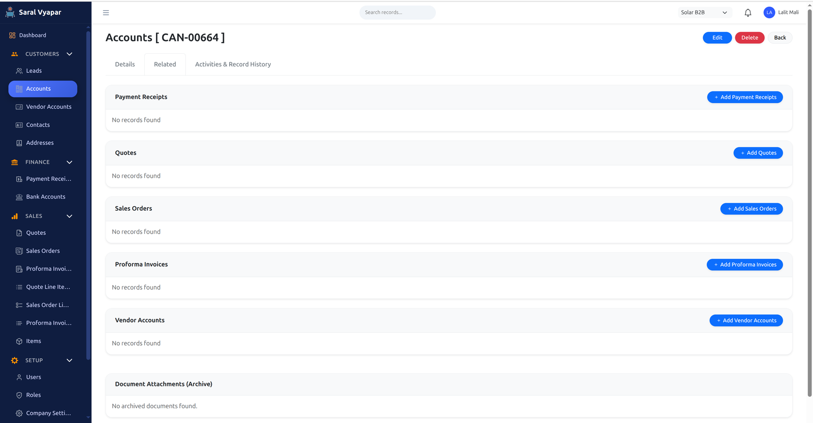 Accounts Related Tab