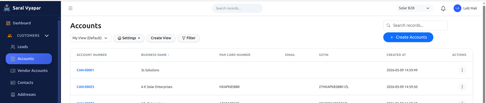 Create Account View