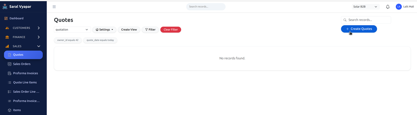 Create Quote Button