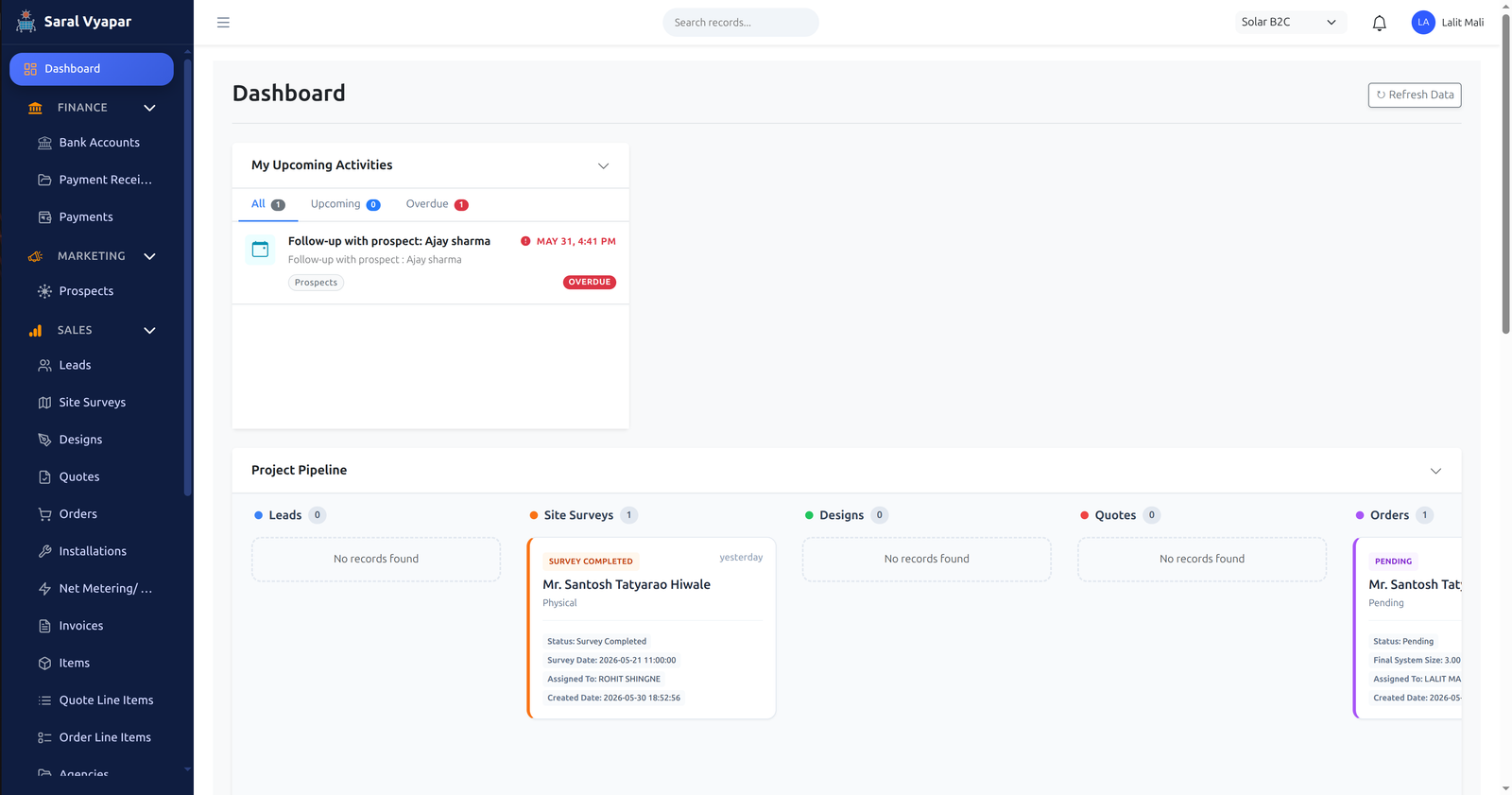 CRM Dashboard Overview
